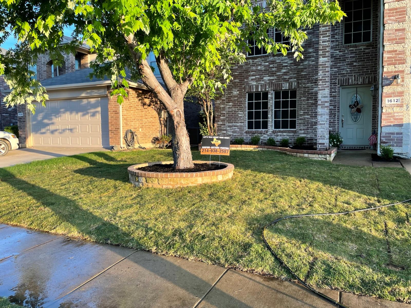 Finished residential lawn viewed from the opposite side
